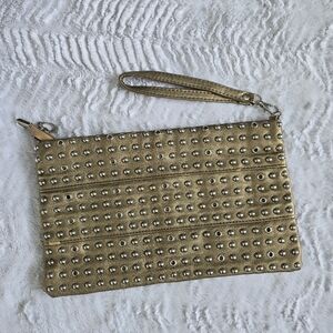 Gold Studded Clutch Bag New No Tags